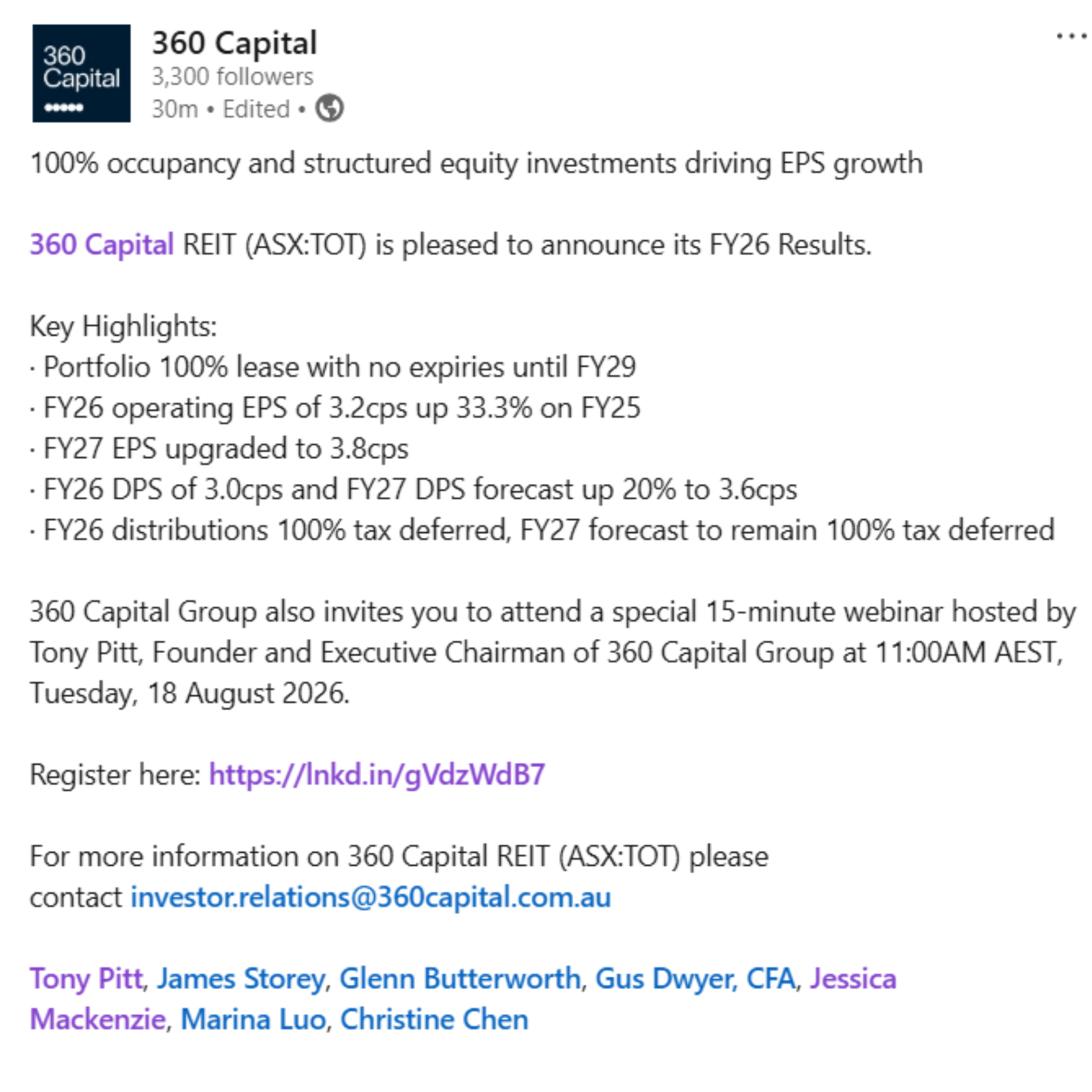 FY26 Results TOT