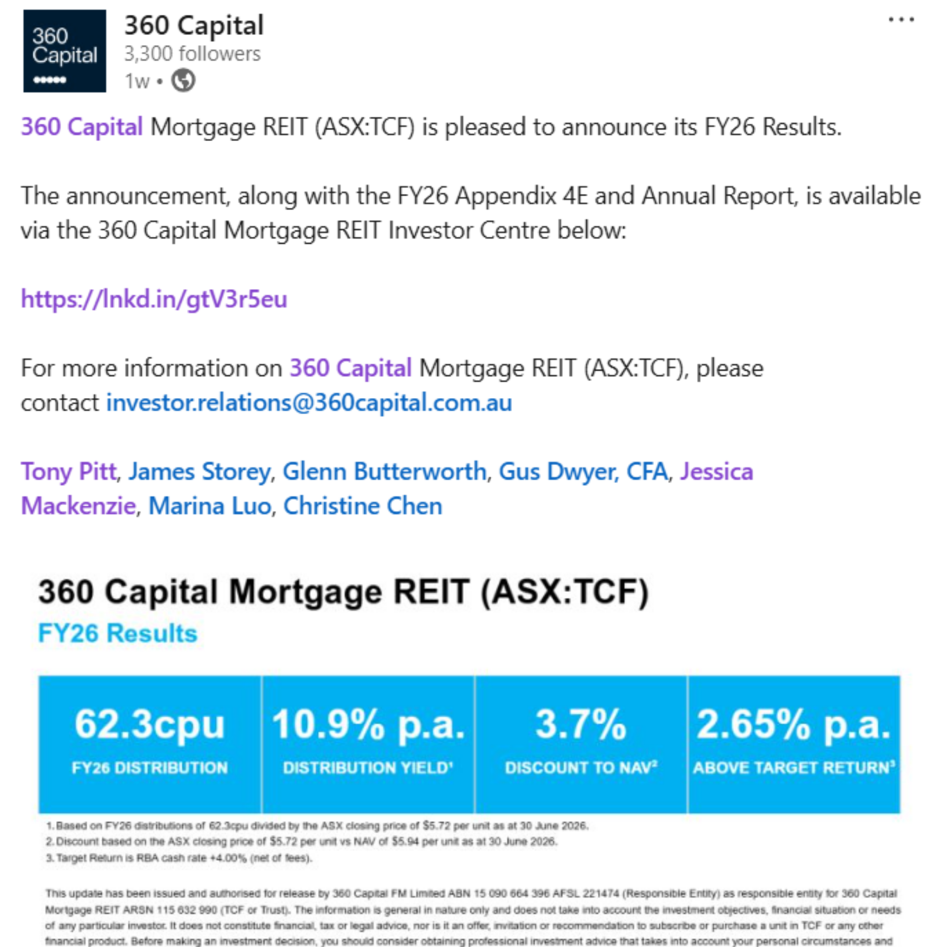 FY26 Results TCF